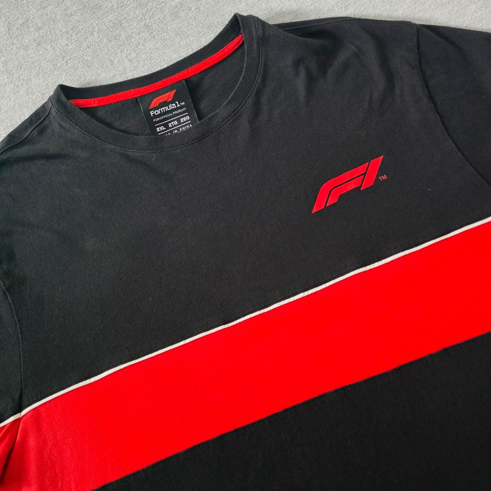 Formula 1 F1 Official Product Mens 2XL Black Red Colorblock Logo T-Shirt Tee